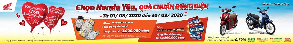 Chương trình khuyến mãi Honda tháng 8.2020 tại Xe Máy Hoàn Phước